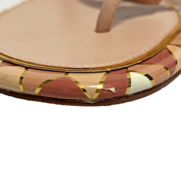 Tory Burch Miller Geometric Logo Thong Sandals Women's Size 8.5 M Nude Blush - Picture 7 of 16